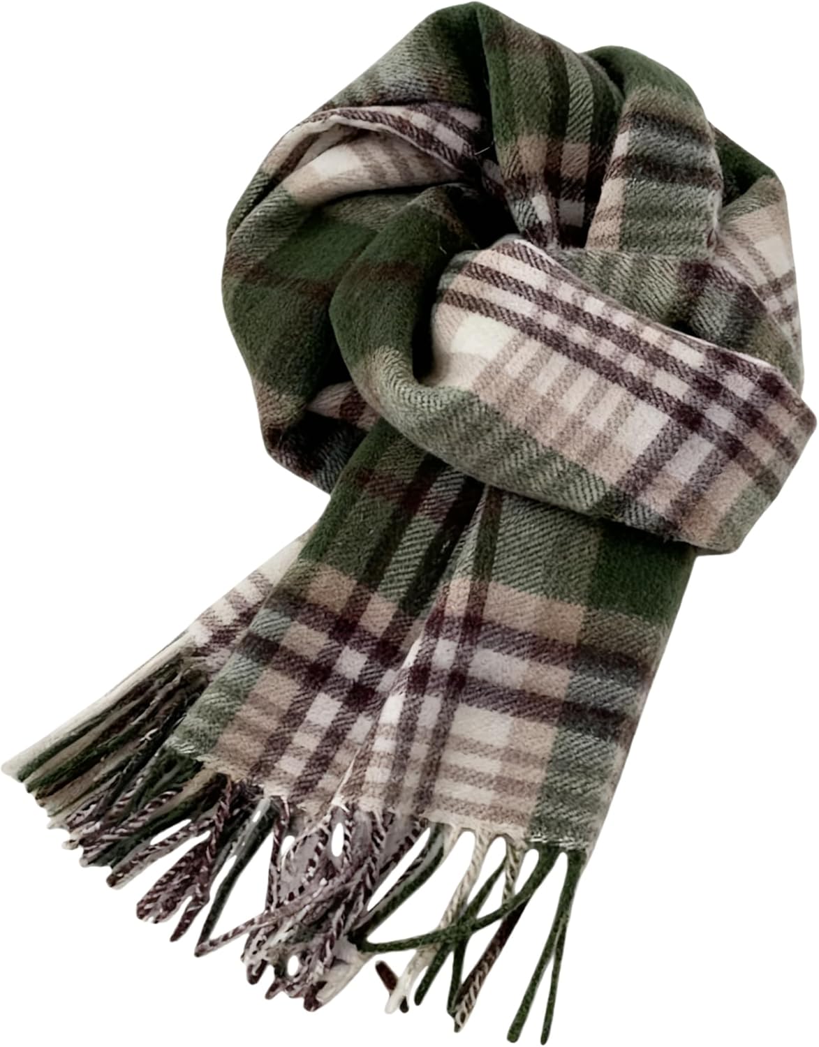 100% Wool Plaid Scarf for Men and Women, Winter Warm Long Scarves for Cold Weather - Image 2
