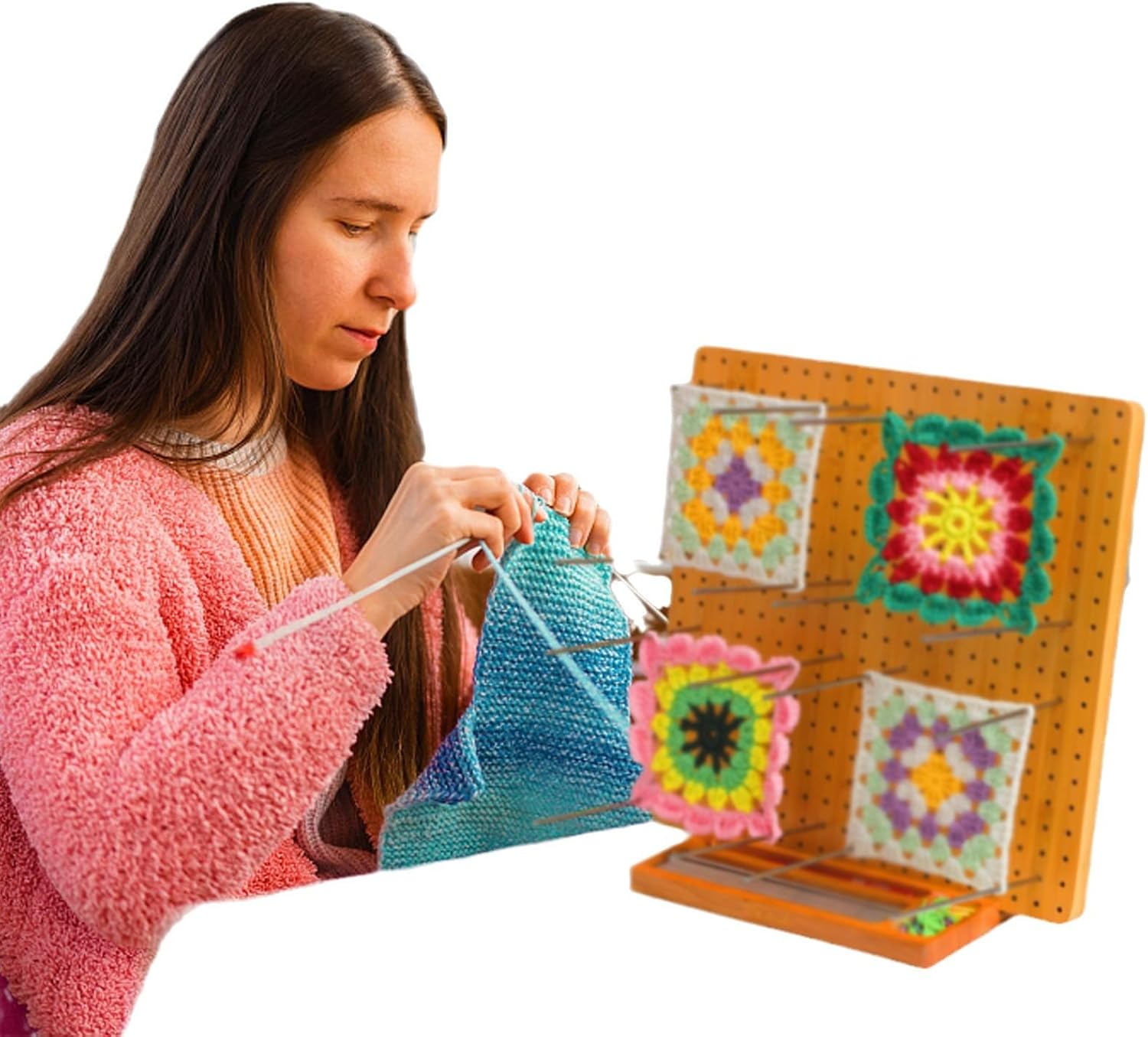 cjc Crochet Blocking Board with Pegs - Premium Granny Square Scoring Board for Yarn Crafts