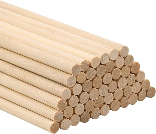 ONUPGO 100 varillas de madera, varillas de madera de 14 x 12 pulgadas, tacos de madera para manualidades, palos de madera redondos sin terminar para