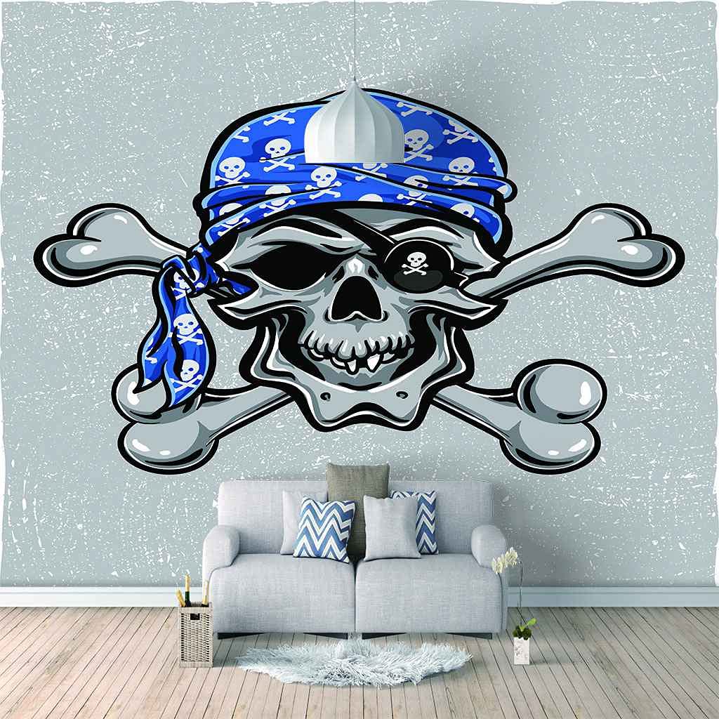 Poster géant mural 3D art du crâne papier peint personnalisé 200x140 cm
