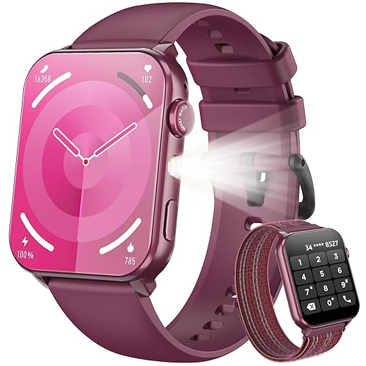 Women's 1.91" Smart Watch w/Flashlight, Purple (iOS/And) - $29.99