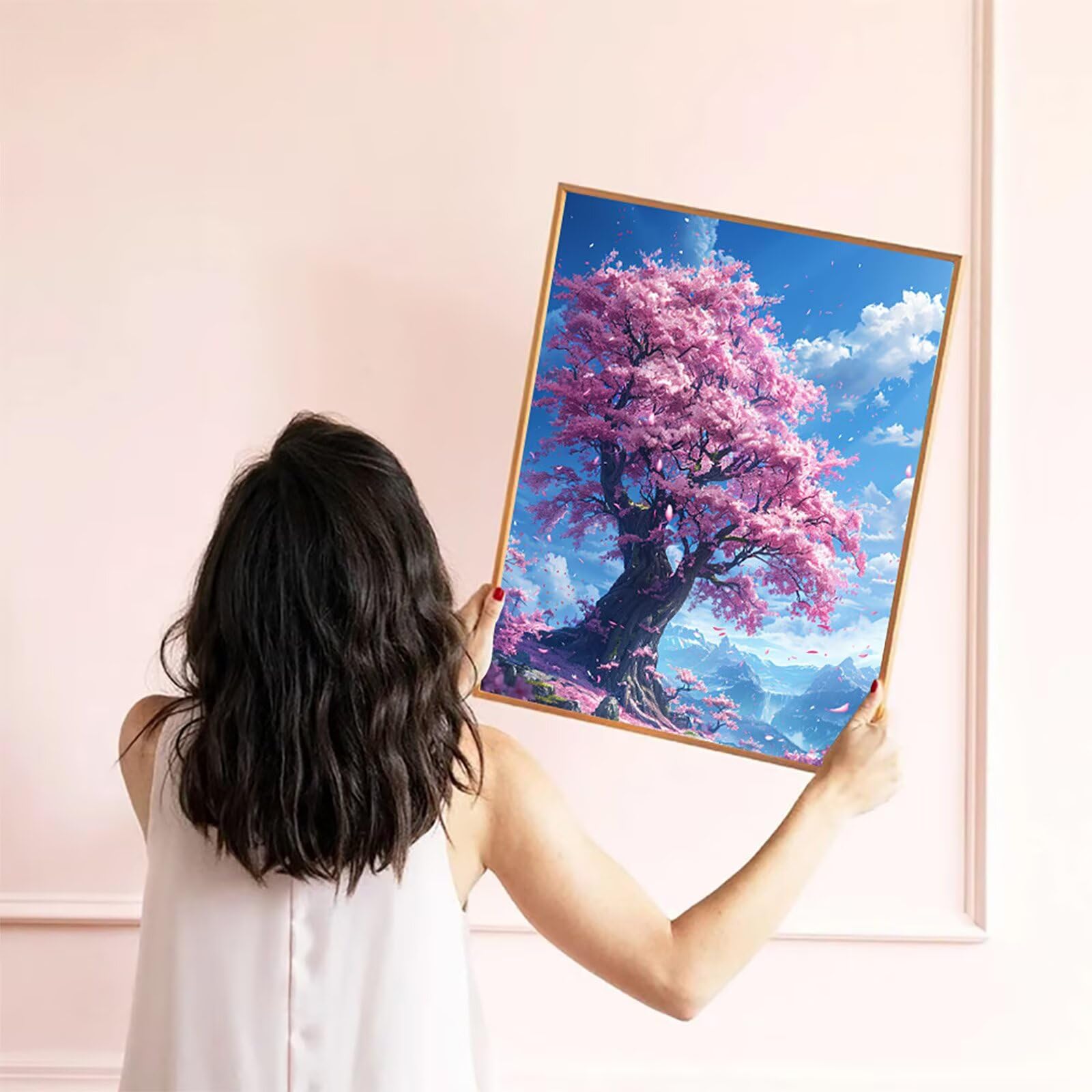 5D DIY diamentowe malowanie drzewo, pełny zestaw do malowania krajobrazu, kreatywne hobby kryształowe diamenty dla dorosłych, haft krzyżykowy rękodzieło, obrazy z koralikami na prezent 100 x 135 cm 0