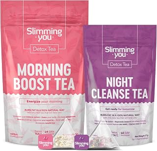 TAOISTEA Detox Tea 14 Day Teatox Herbal Tea for Body Detox,Weight Loss Tea Great for Colon Cleanse, Metabolism Increase - 1 Morning Boost Tea (14 Bags) & 1 Night Cleanse Tea (7 Bags)