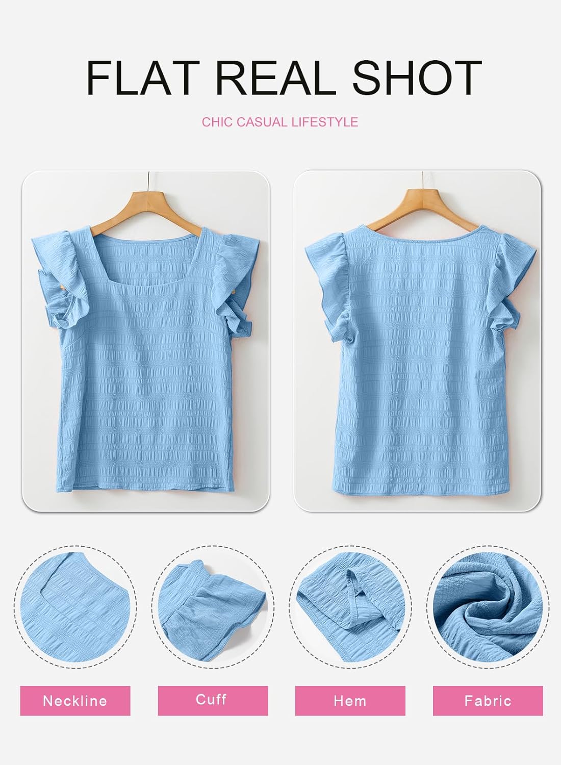 SHEWIN Women's Casual Summer Square Neck Tank Tops Sleeveless Ruffle Chiffon Blouses Top Shirts - Image 5