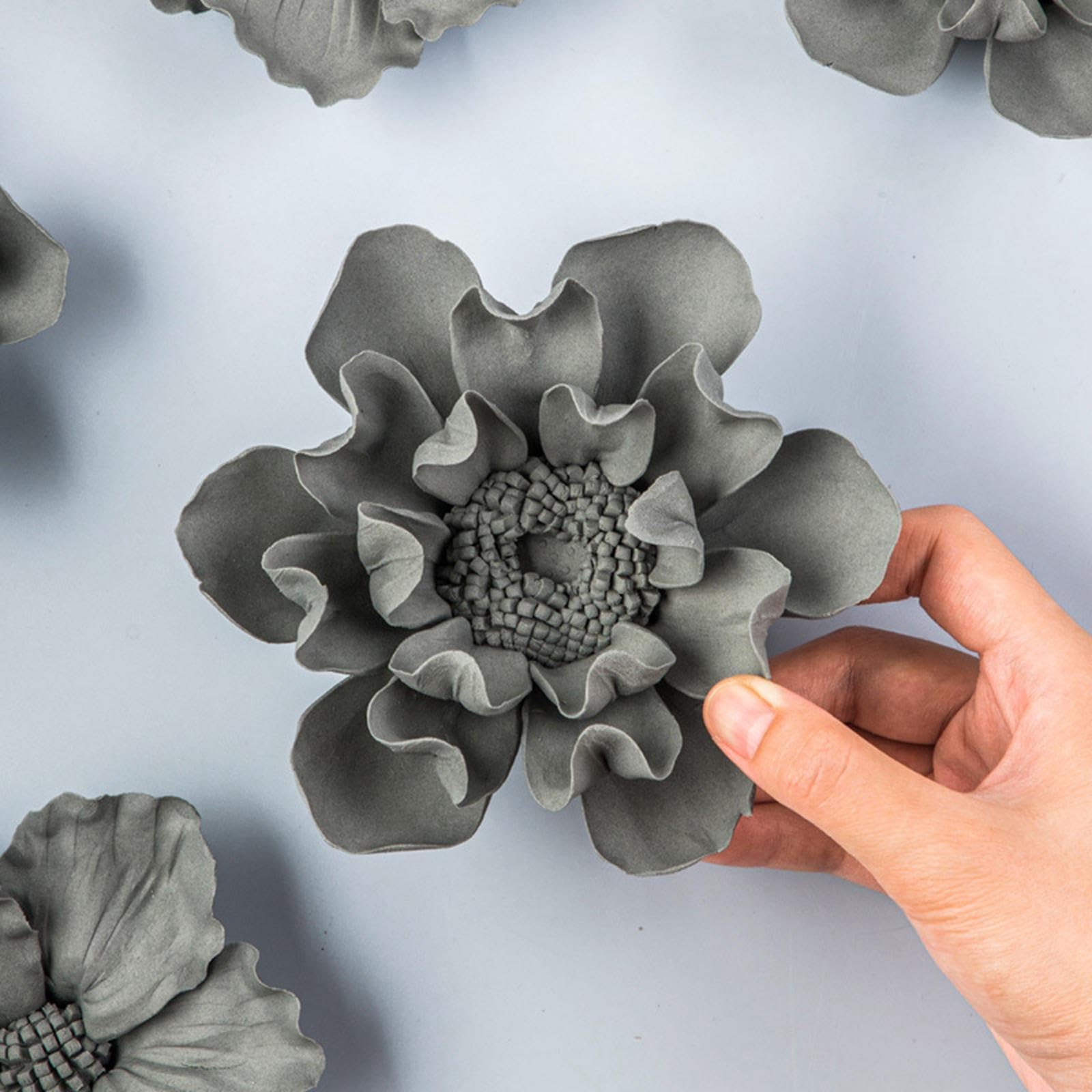 MERISHOPP Ceramics Flower Decor 3D Floral Sculpture Sculpture for Wall Background 9cm Style A| Home & Garden|Home Dacor|Tapestries 1