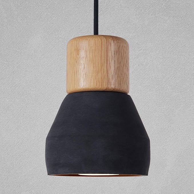 MQQ MQQ Kroonluchter Montage Hanger Lichtpunt Eenvoudige Houten Lampenhouder Beton Verstelbare Opknoping Lamp Suspension Licht Voor Restaurant Schuur Cafe Restaurant Boerderij (Kleur: Zwart)