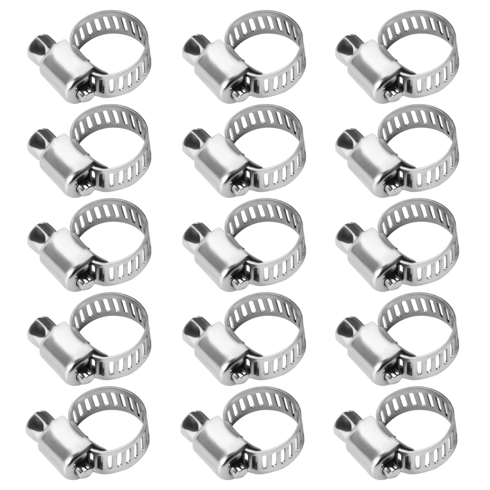 Tiyao 15 Pcs Stainless Steel 8Mm To 12Mm Hose Pipe Clamps Clips Fastener