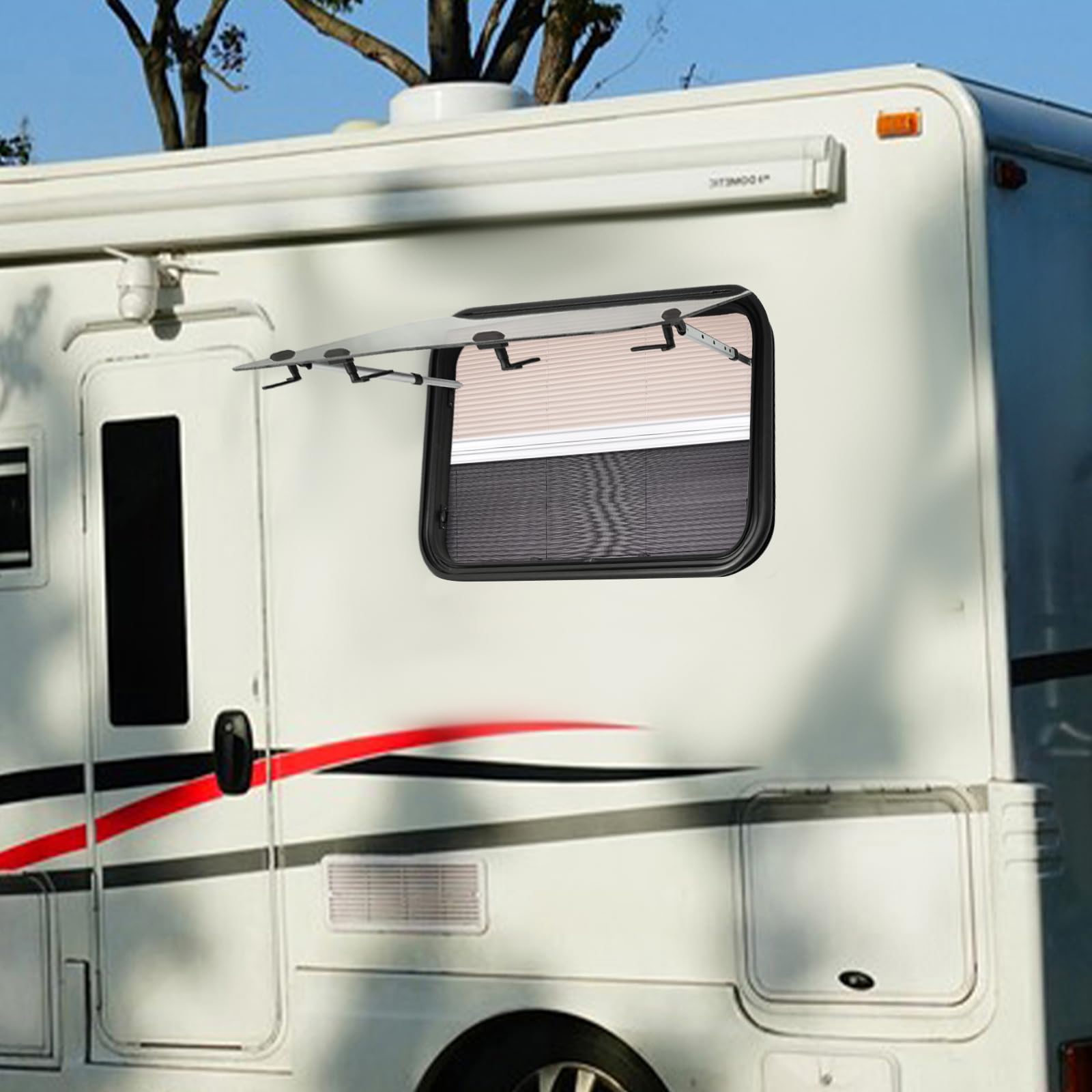RV Fenêtre Latérale De Camping-car Fenêtre De Caravane Avec Store Integre Et Moustiquaire Utilisation A Une Main 900 X 500 Mm 87953635