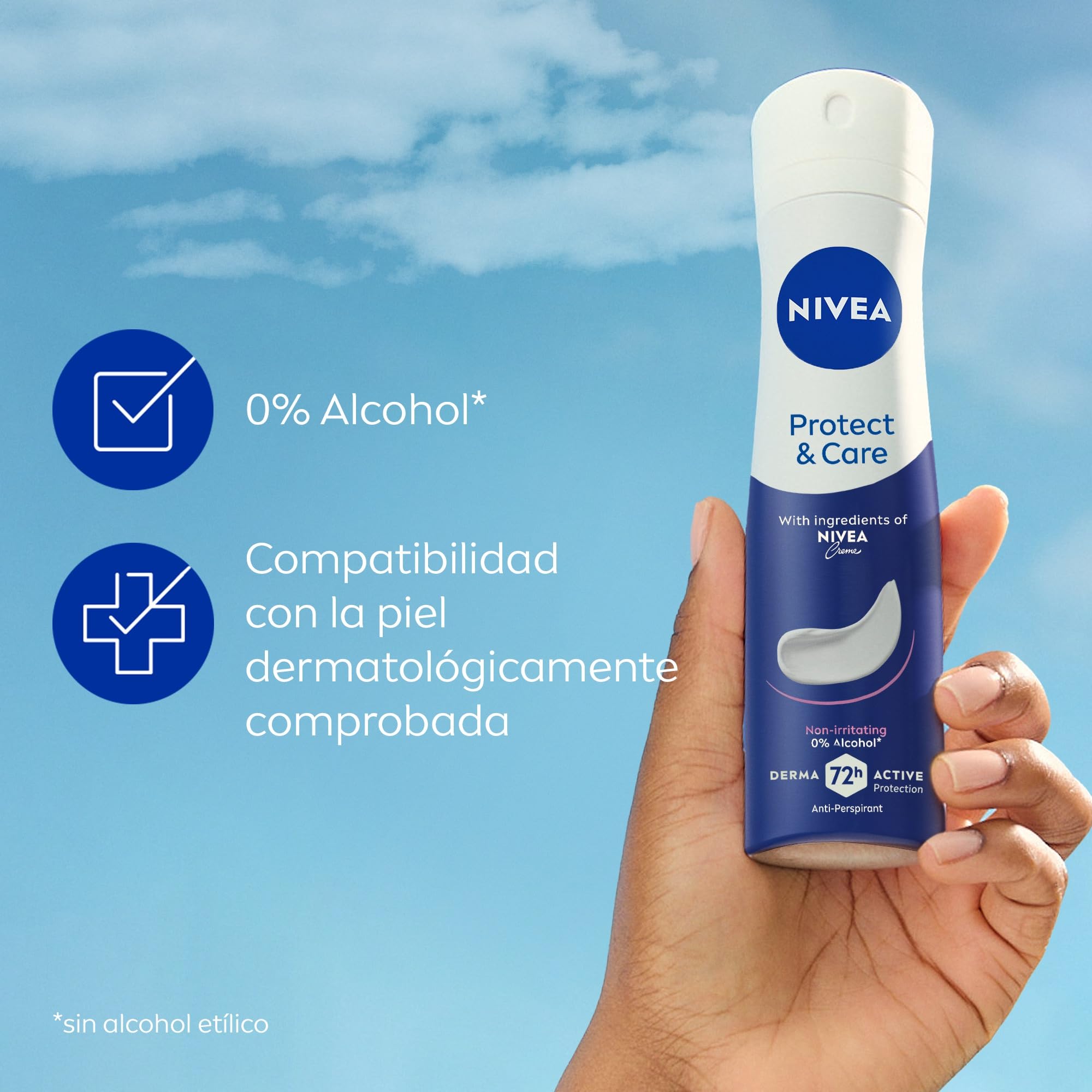 NIVEA Protect & Care Spray en pack de 6 (6 x 200 ml), desodorante antitranspirante con el aroma de NIVEA Creme, spray desodorante con 0% alcohol