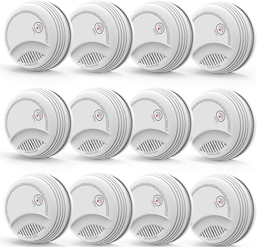 Miniatura 10 de Alarmas de Incendio Detectores de Humo, Sensor Fotoeléctrico Alarma de Humo Operada por Batería, Alarma de Incendio con Botón de Prueba y Señal de