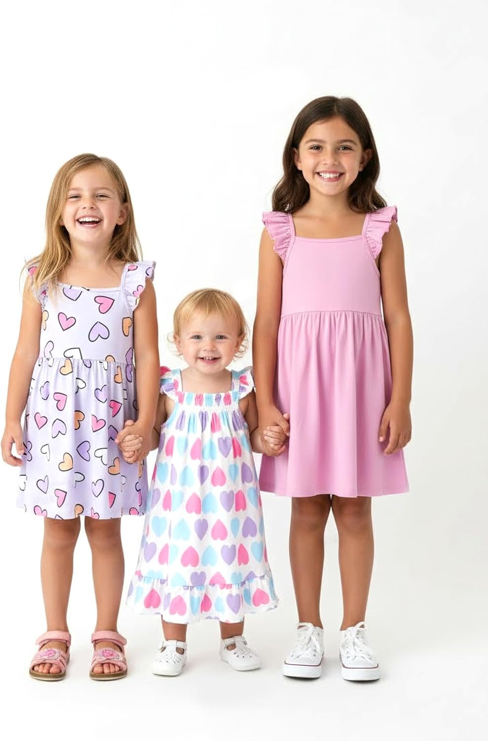 PATPAT Multipack Girl Toddler Dresses Sleeveless Flamingo Striped Toddler Casual Dresses