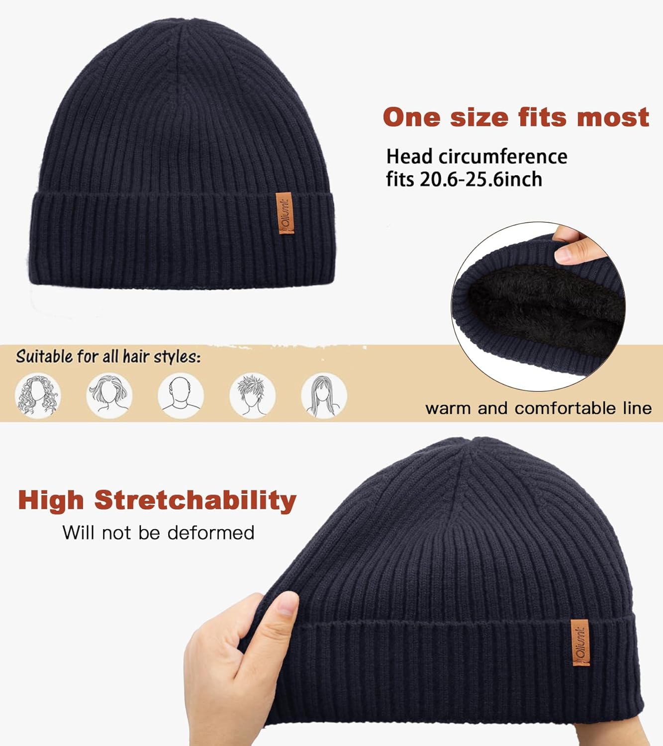 3 Pieces Winter Hat Scarf Touchscreen Gloves Set for Men and Women, Thick Warm Fleece Lined Knit Beanie Hat Neck Warmer - Image 3