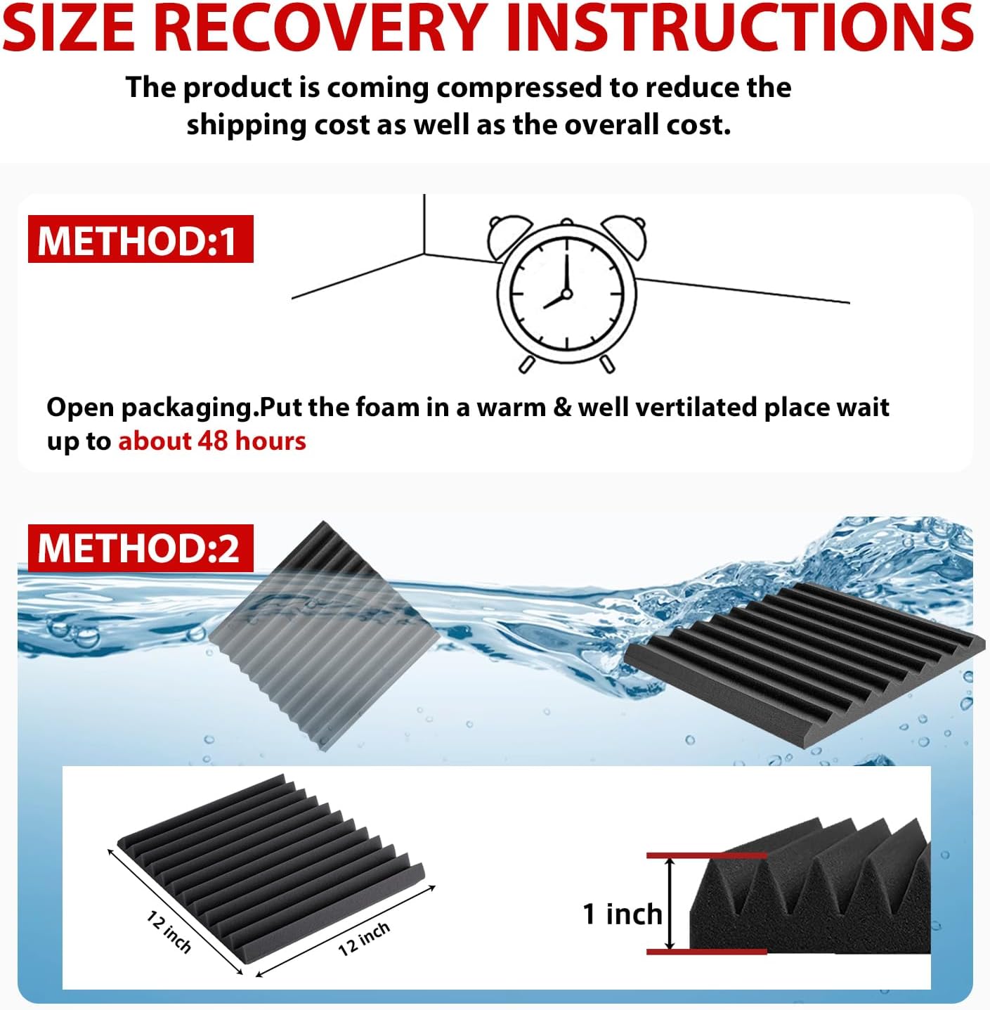 FONESO Acoustic Panels, High Density Soundproof Foam Panels for Walls, Sound Absorbing Panels, Acoustic Foam Panels Fire Resistant for Studio Recording (Black, 1"x12"x12" 52Pack(with Adhesive))