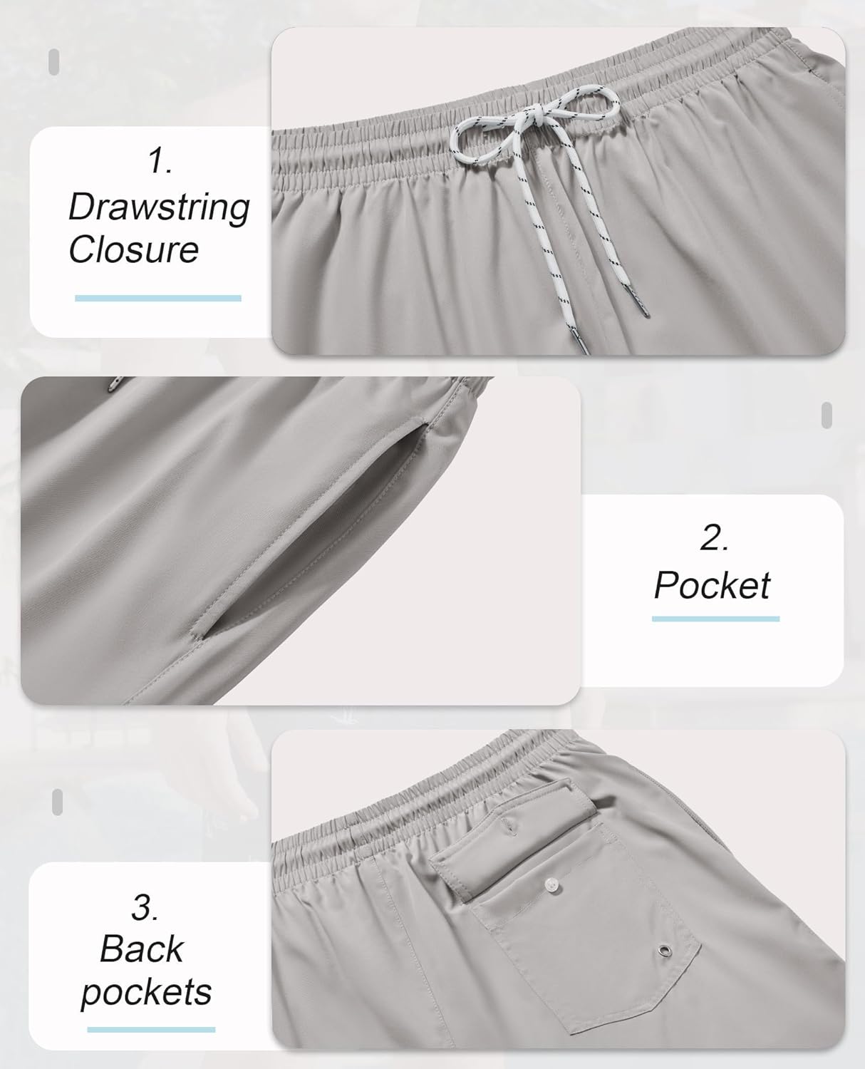 5inch Mens Swim Trunks: 2 in 1 with Compression Liner Lined Soft Stretch Quick Dry Solid Pockets Drawstring Beach - Image 4