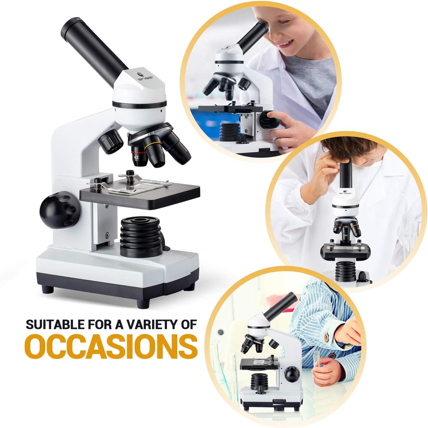 🔥 BNISE Microscope for Adults and Kids, 100X-1000X Magnification Lab Compound Monocular Microscopes with Illumination Dual LED, Biological Microscope with Microscope Accessories Set for Beginners
