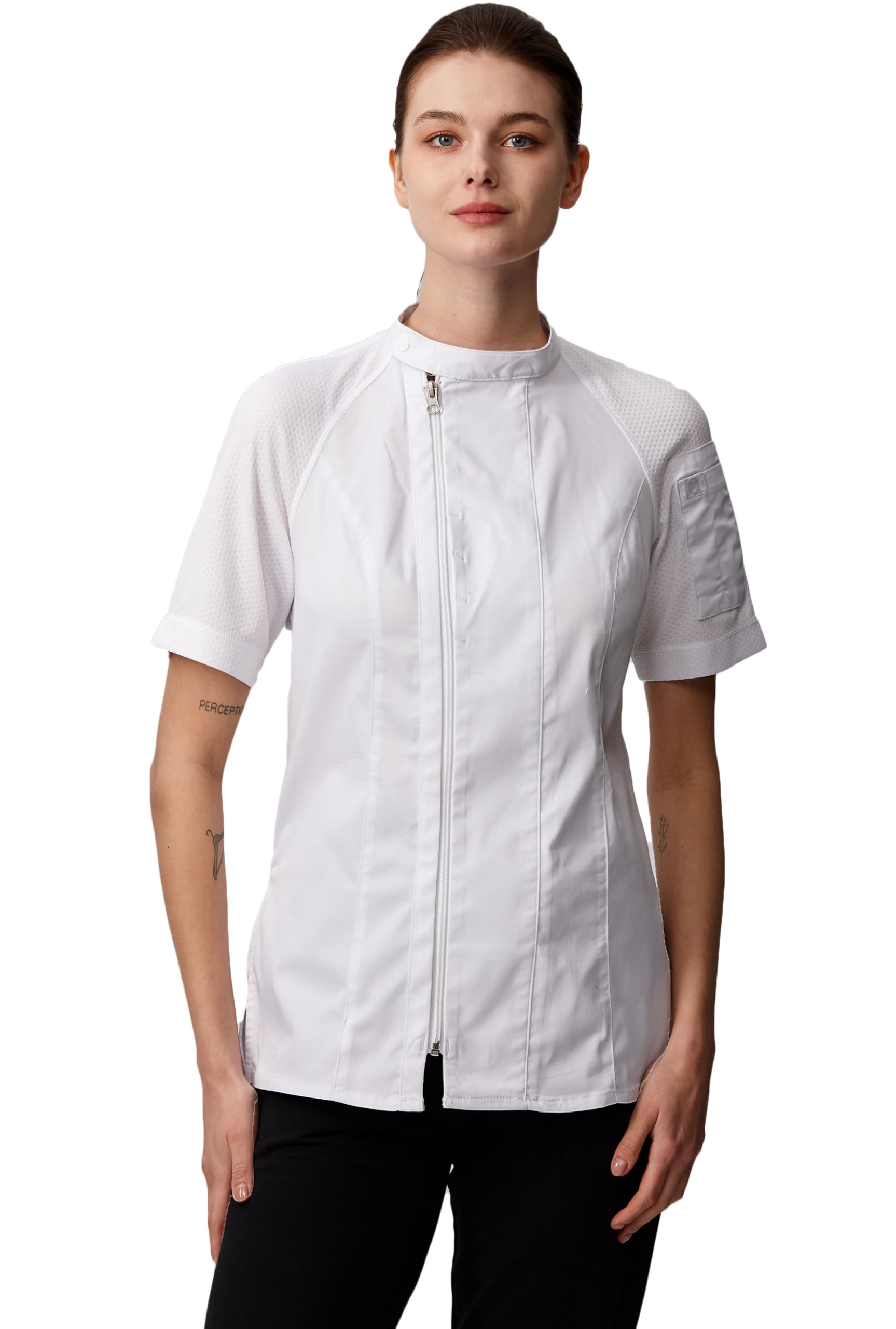 Giacca da Cuoco Professionale da Donna, Maniche Corte, Traspirante 28151W