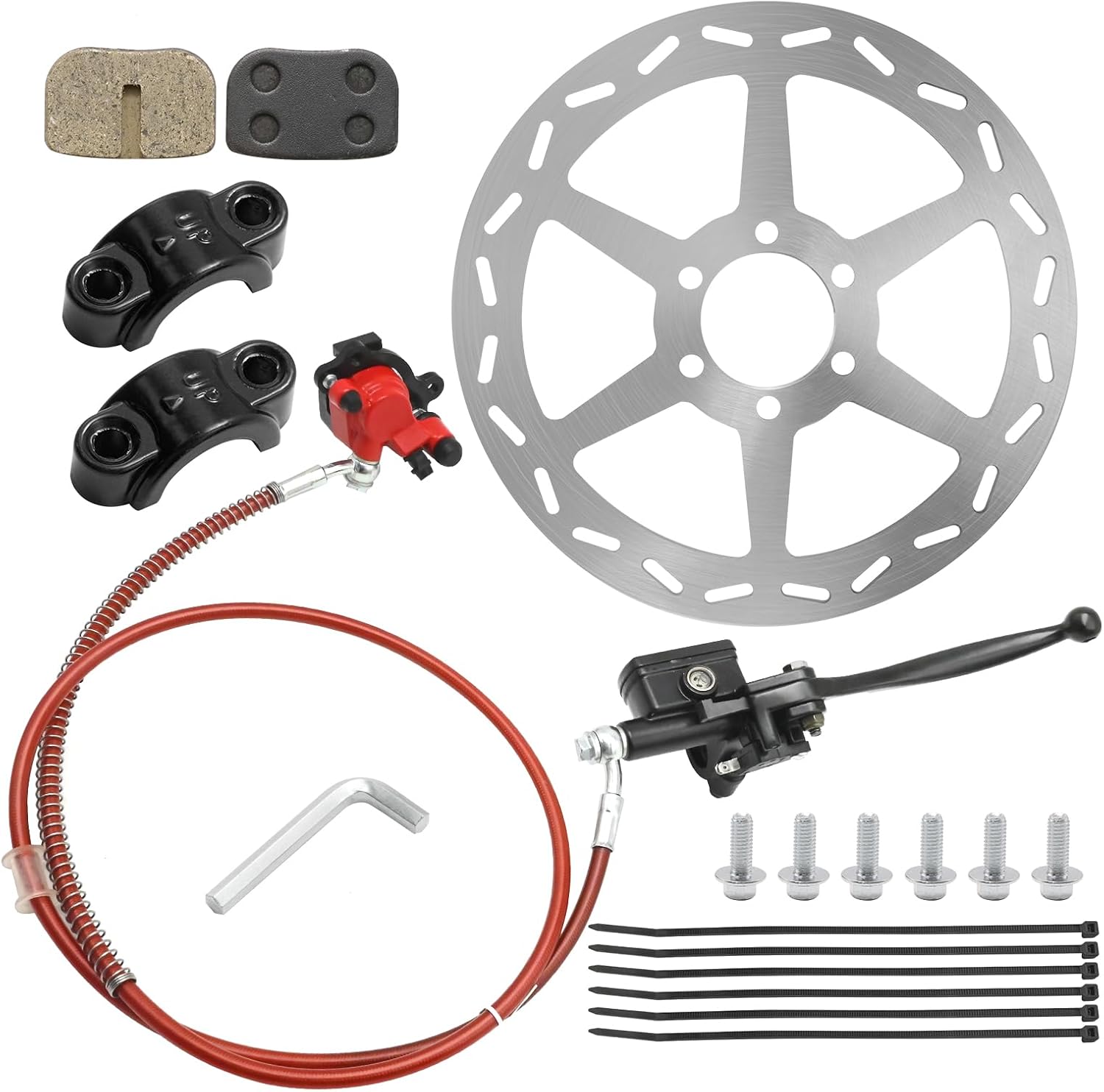 Mini Bike Hydraulic Disc Brake Kit, with 180mm Brake Disc Rotor Master Cylinder Caliper Pads Assembly Parts, Replacement for DB30 Series Bikes