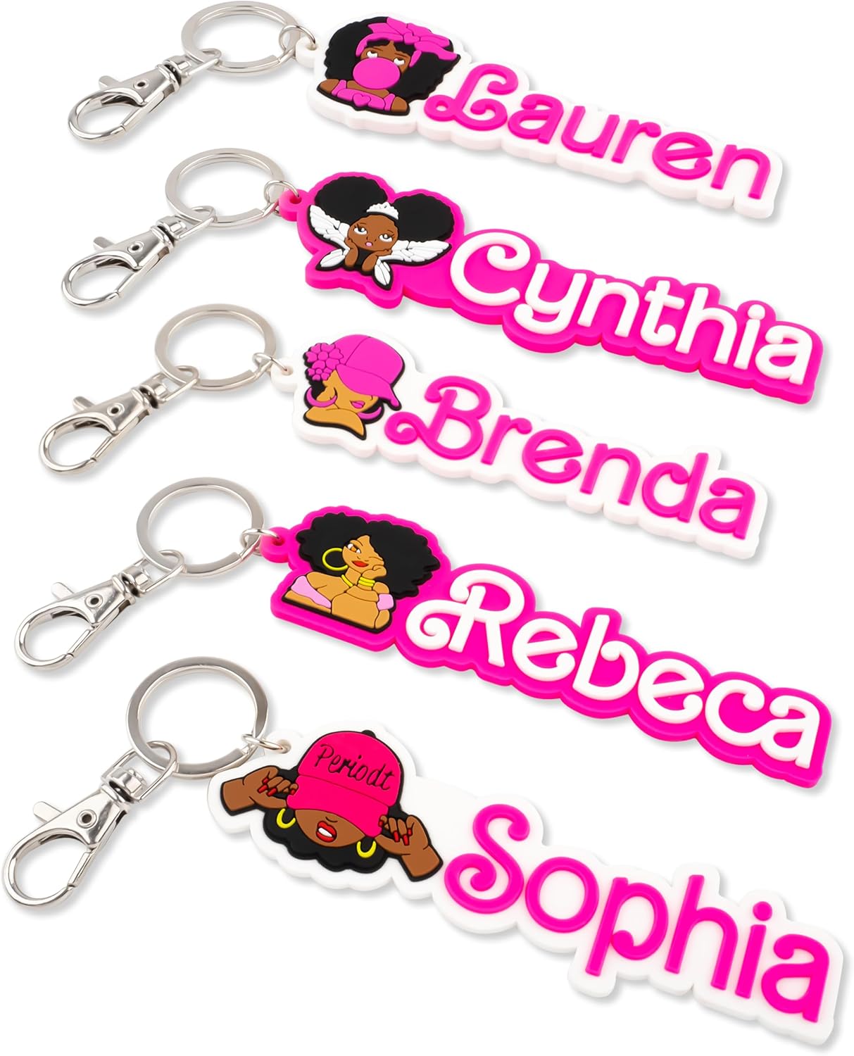 Custom Name Hot Pink Girl Keychain