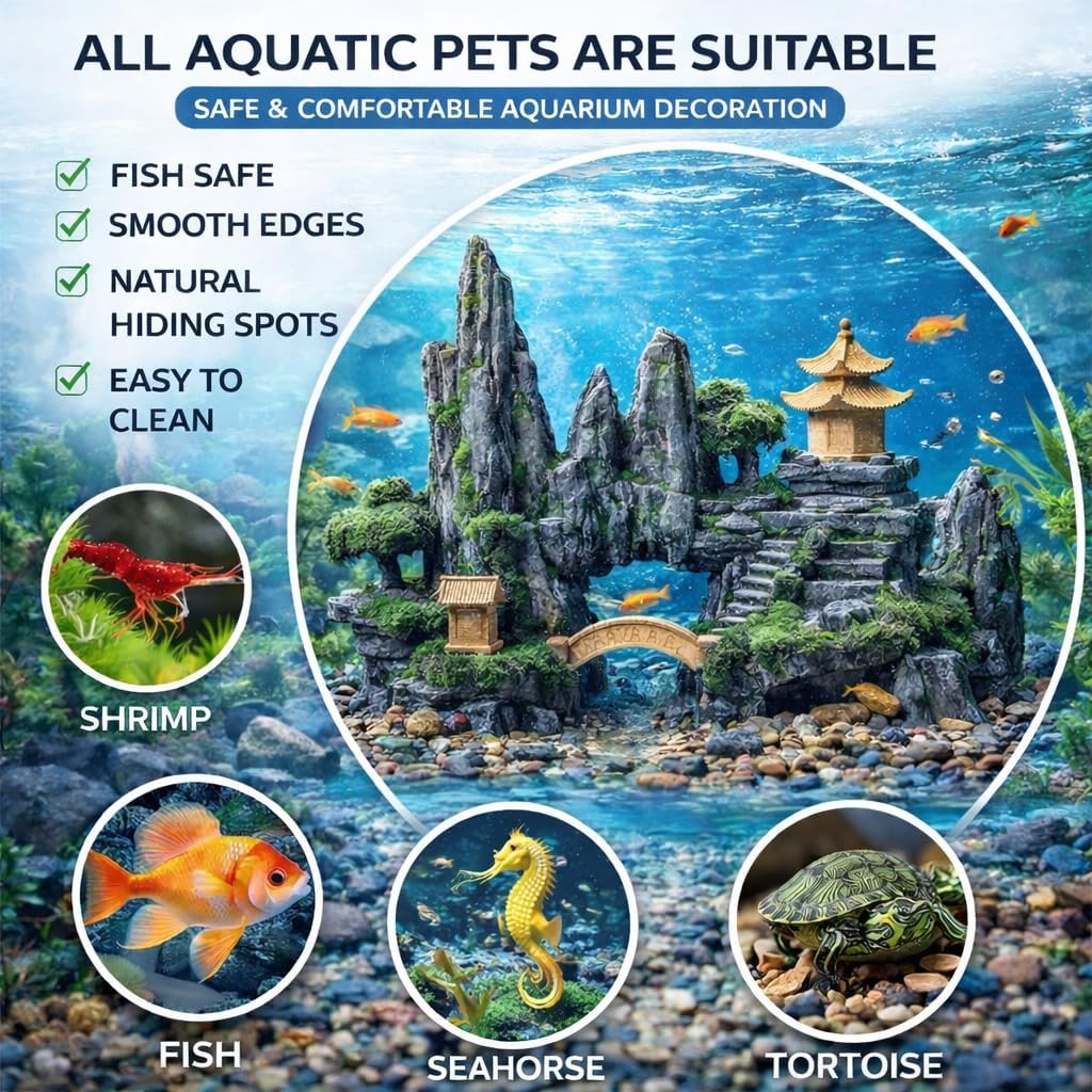 Large Aquarium Ornament Decorations Fish Tank Landscape (Mountain Cave)