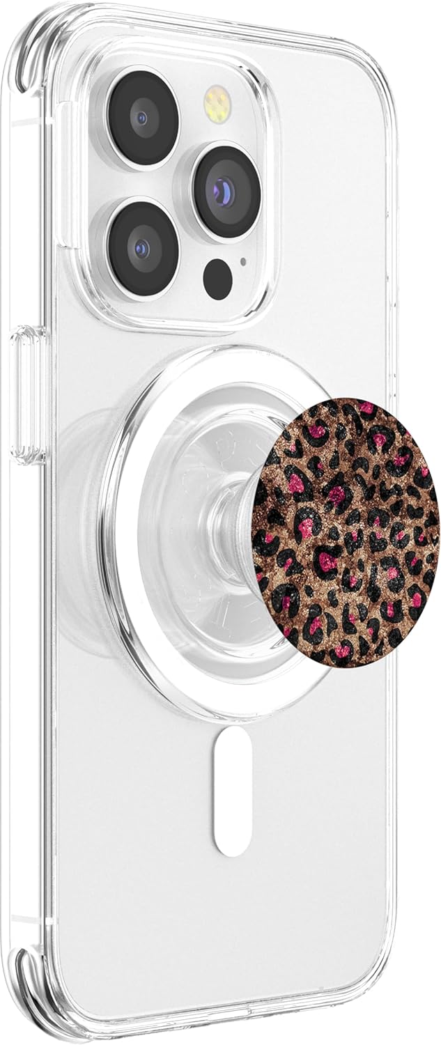 Pink Black Leopard Animal Print Cute Phone Holder Girls Gift PopSockets PopGrip for MagSafe