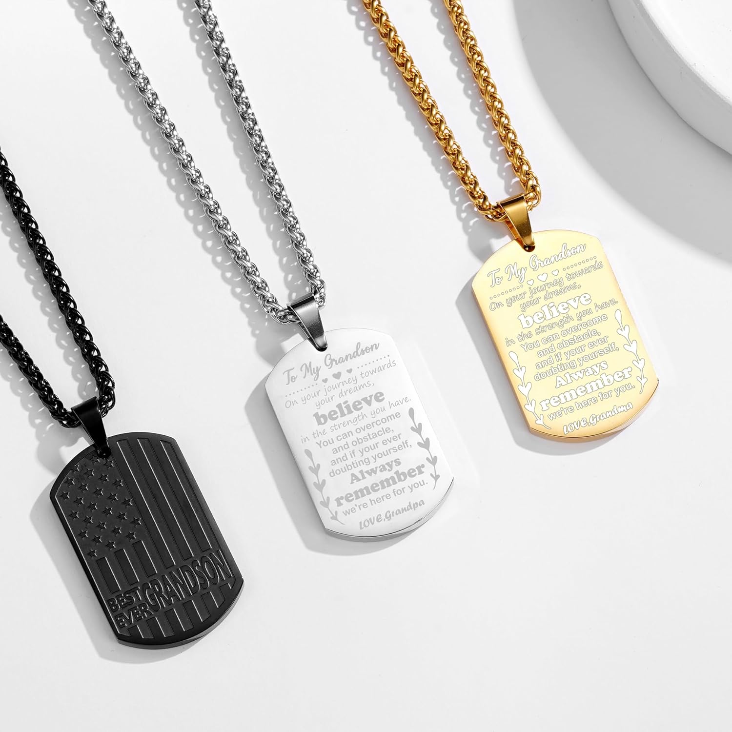 Valentines Day Gifts for Him - Best Dad Son Brother Grandson Grandpa Boyfriend Husband Ever Necklace, Stainless Steel Flag Dog Tags Pendant, Birthday Christmas Gifts Jewelry for Men Boys - Image 7