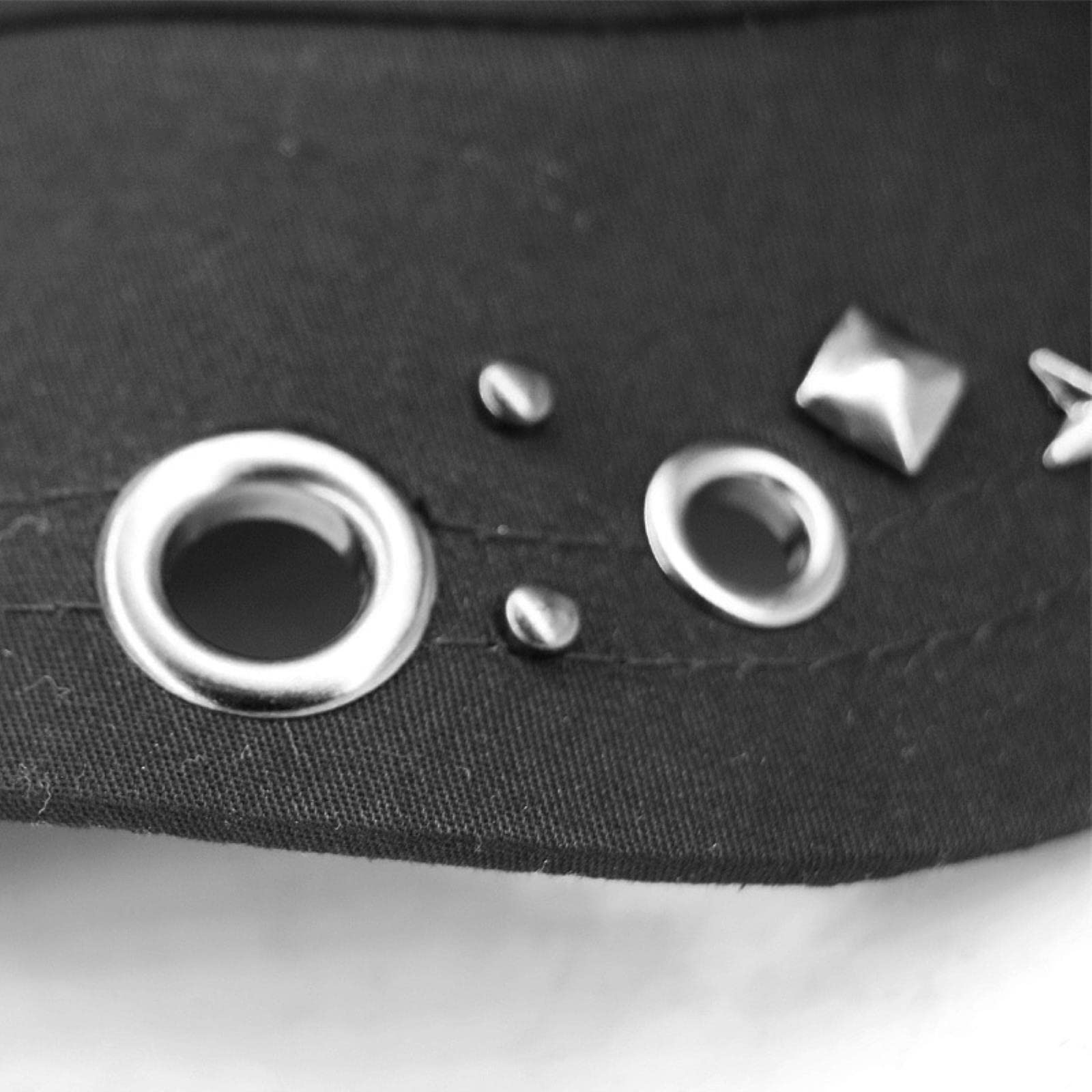 Gorra de Mujer a la Moda para Adultos Hip Hop Punk Rock Skull Rivet Flat Peaked Hats Hombres Primavera y otoño Gorras de béisbol Ajustadas-Negro