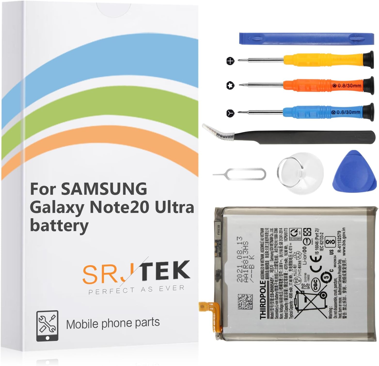 Note 20 Ultra Battery Original for Samsung Galaxy Note 20 Ultra 5G Battery Replacement 4500mAh EB-BN985ABY SM-N985 SM-N986 Standard Capacity Battery Include Complete Repair Tools kit