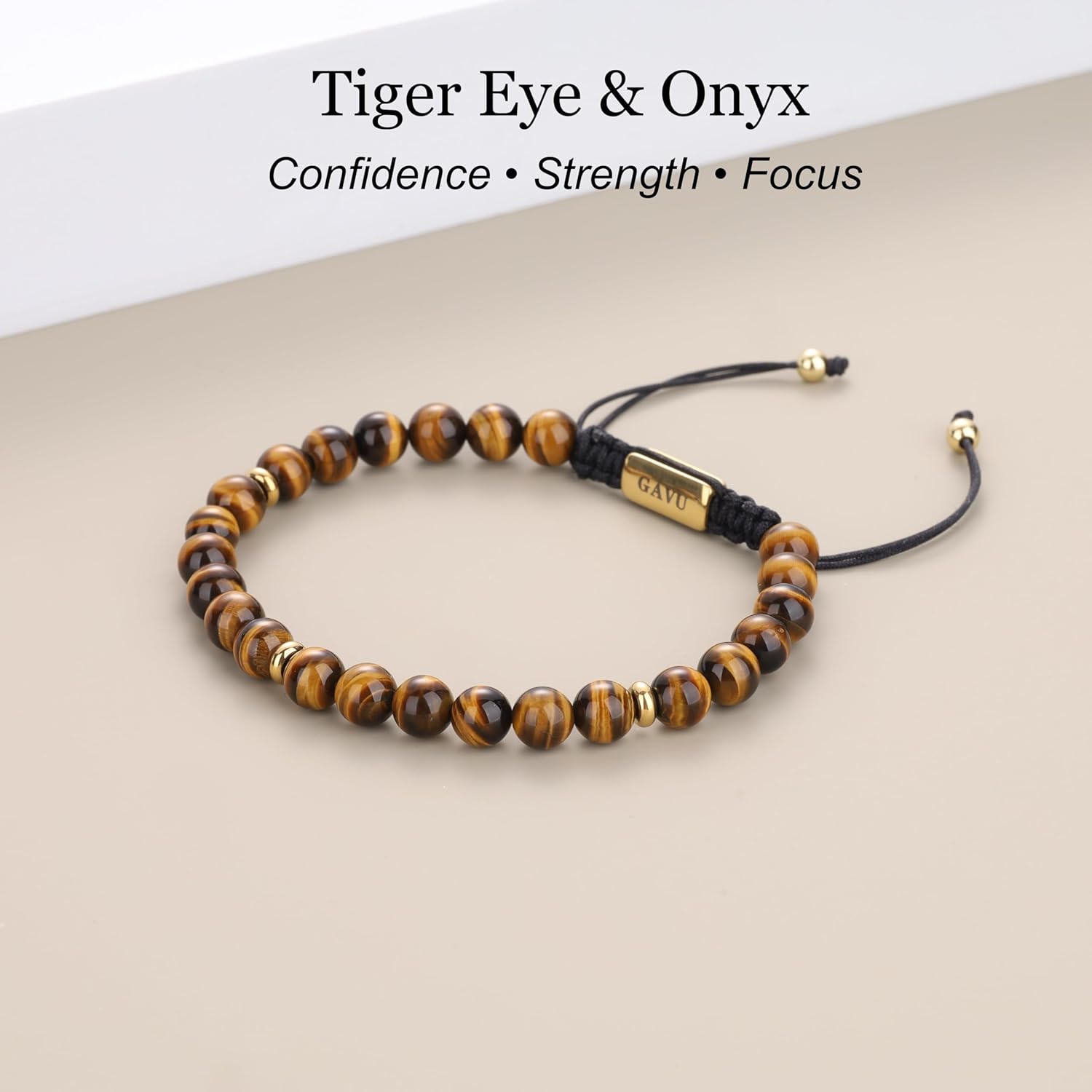 GAVU 6mm AAA Grade Tiger Eye Bracelet for Men, Men's Handmade Adjustable Crystal Beaded Bracelet 6.25"/6.75"/7.5" - Image 4