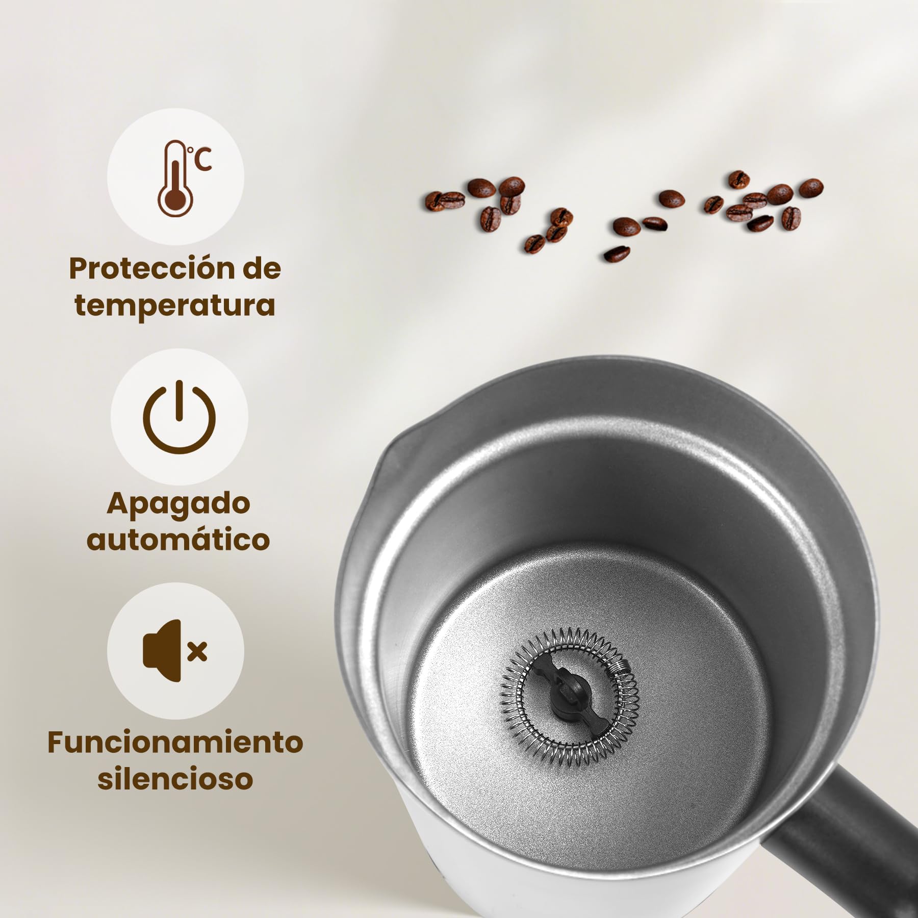Mousseur à Lait Électrique 4 en 1 avec Chauffe Lait et Mousse Chaude Froide, Commande par Boutons, Carafe en Acier Inoxydable à Nettoyage Facile pour Café Latte Cappuccino