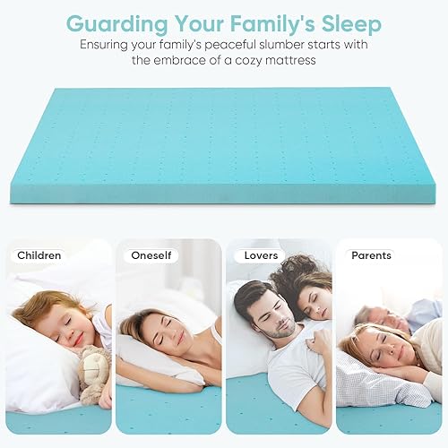 Miniatura 3 de BedsPick Cubrecolchón de espuma viscoelástica King de 2 pulgadas, con infusión de gel para cama tamaño King, protector de colchón de espuma King