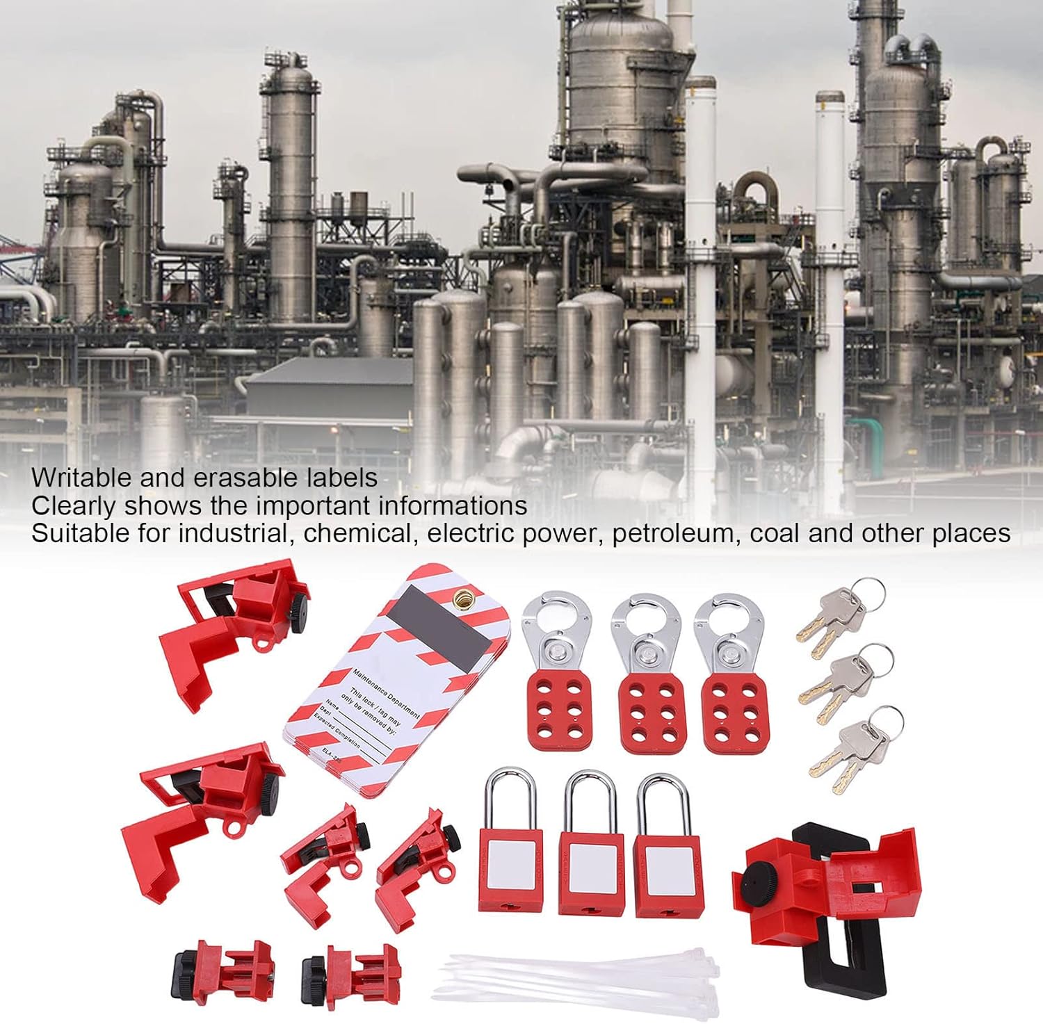 Lockout Tagout Kit Electrical Loto Tag Hasp Padlock Breaker Lock Out Device Storage Bag for Industrial Use