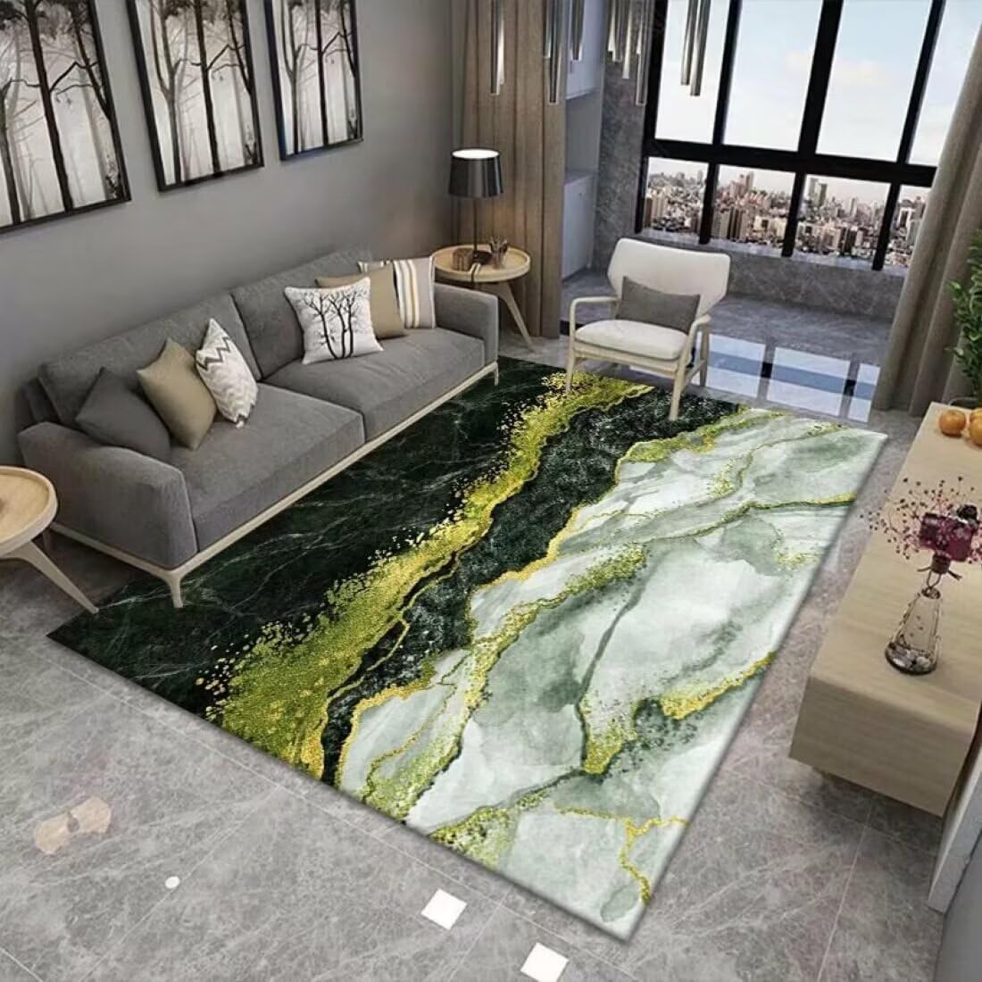 Tapis Priere Pliable D Entrée Intérieur Décoration de Salon Lave Motif Brillant résistant au Froid antidérapant Lavable 70X200CM
