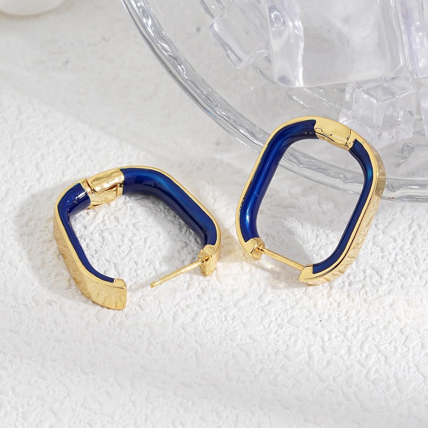 18k Real Gold-Plated U Shaped Enamel Earrings for Women Huggie Hoop Earring Jewelry Valentine's Day Birthday Gift for Wife Girlfriend Mother - Image 4