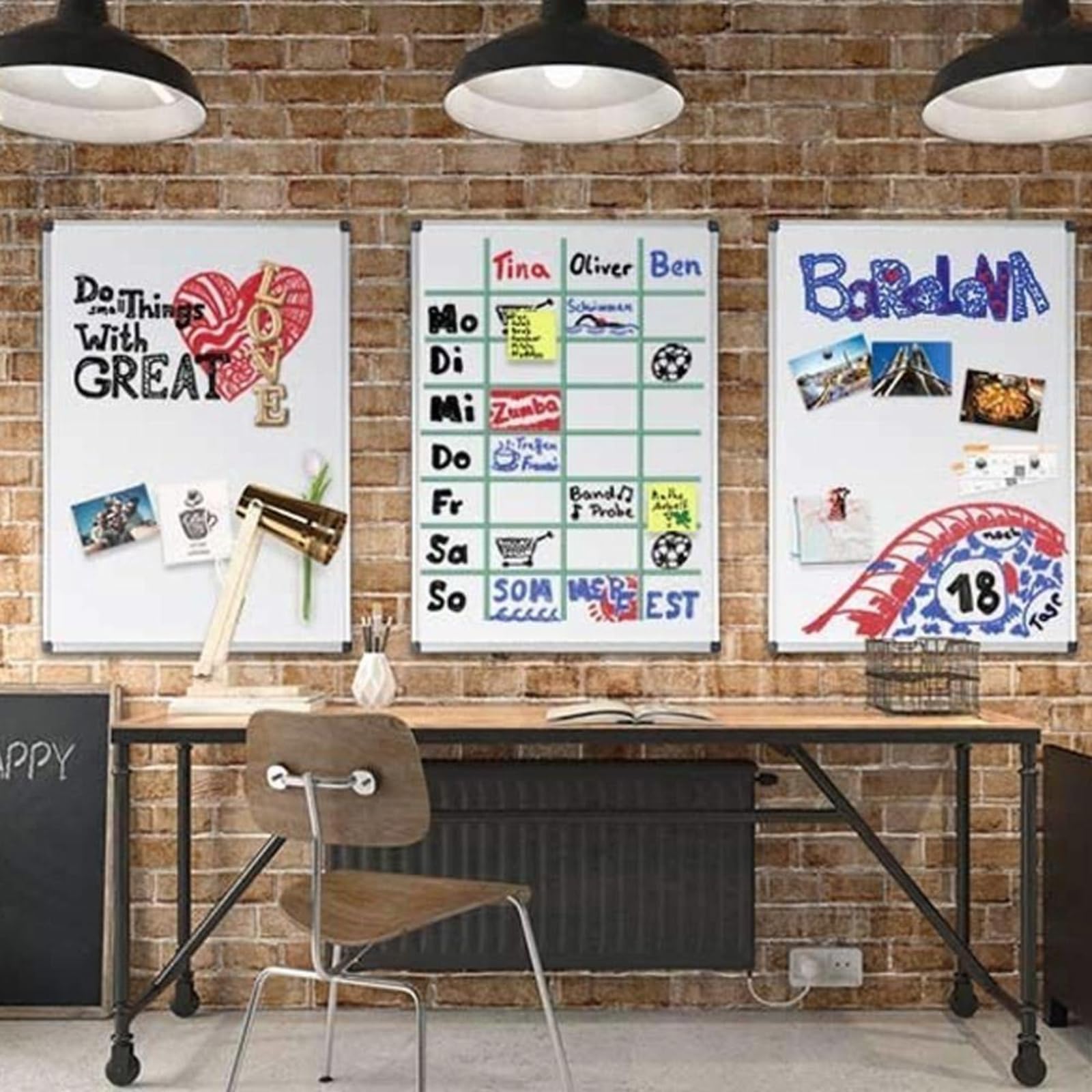 Tableau Blanc Magnétique Mural 80x110 Cm - Surface Laquée Effaçable, Cadre Aluminium, Avec Porte-marqueur - Pour Bureau, Usine, école