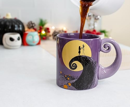 Miniatura 4 de Disney The Nightmare Before Christmas Jack & Sally - Taza de cerámica con mango en espiral | Taza de café grande sin BPA para bebidas, artículos