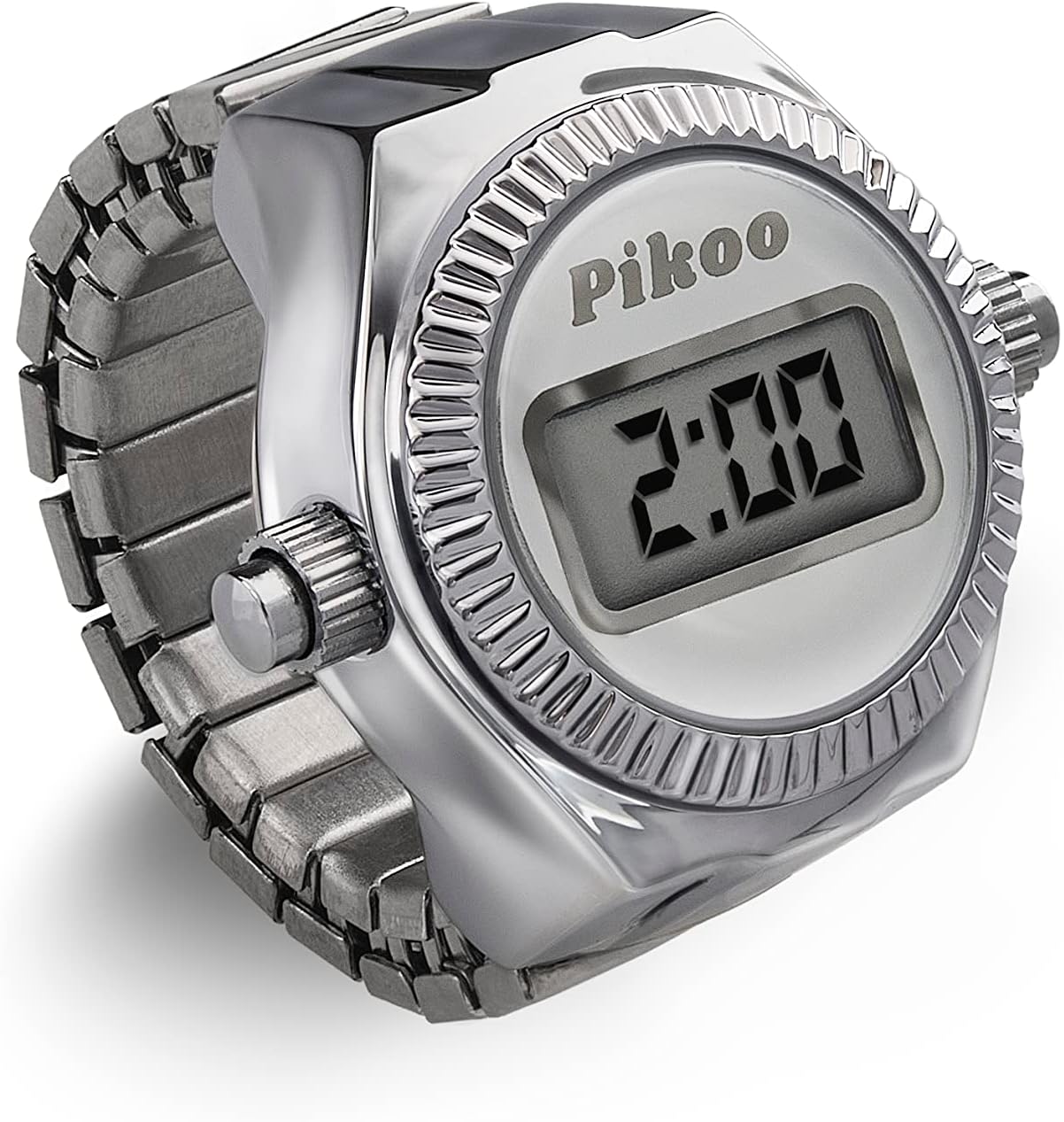 Digital Ring Watch w/Time & Date, One Size Fits All (2nd Gen) Chrome Pearl