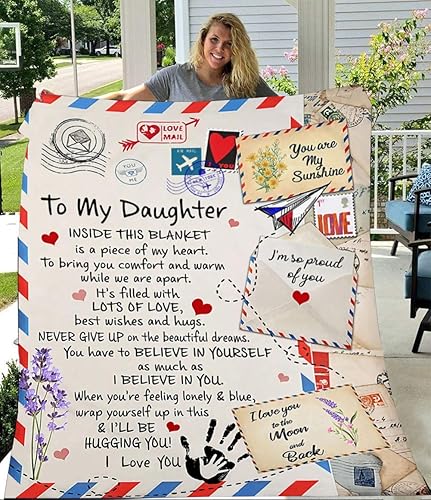Manta de forro polar con texto en inglés To My Daughter from Mom Dad You are My Sunshine, ultra suave, microligera, cálida para cama (para mi hija,