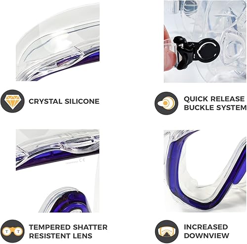 Miniatura 2 de Tilos Titanica, máscara de lente única para buceo y snorkel (negro silicona blanca, adulto)