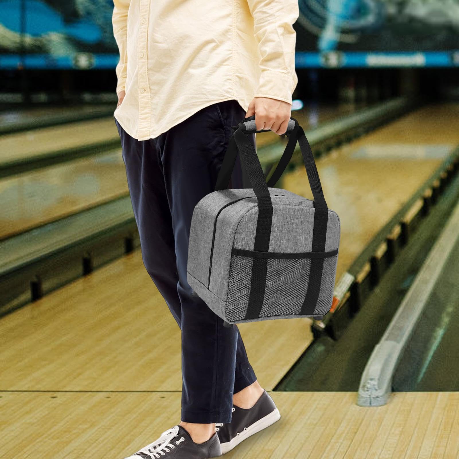 Bowlingtasche mit einzelnem Ball – Design mit Netztasche, Bowlingtasche mit einzelnem Ball, Brsa mit Netztasche | kompakte gepolsterte Tasche, elegantes und langlebiges Accessoire, für den Transport