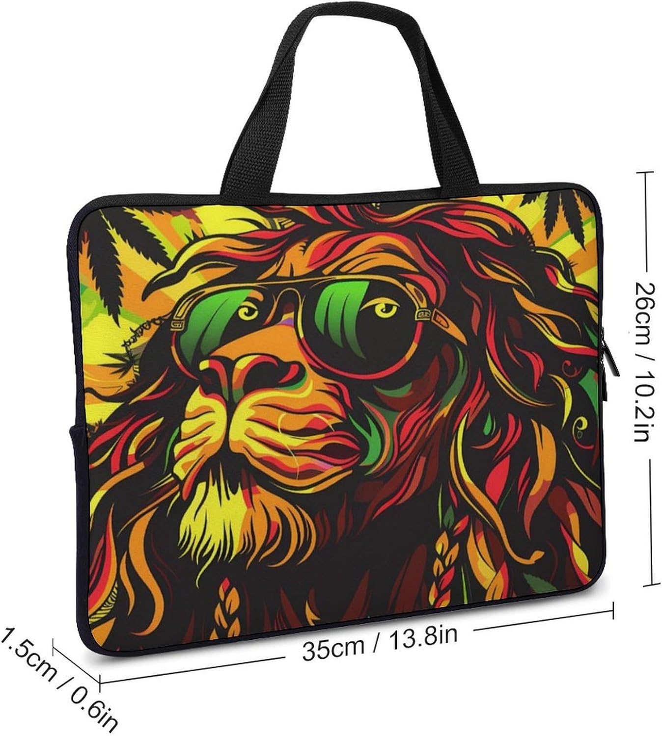 Weed Rasta Liones Jamaica Flag Laptop Bag Print Computer Sleeve Case Protector Briefcase Totes for Women Men