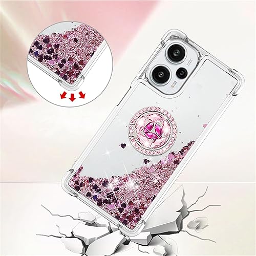 Miniatura 5 de Funda con purpurina para Xiaomi Poco F5 para mujeres y niñas, cubierta líquida de TPU suave TPU con anillo de diamantes brillantes para Xiaomi Poco