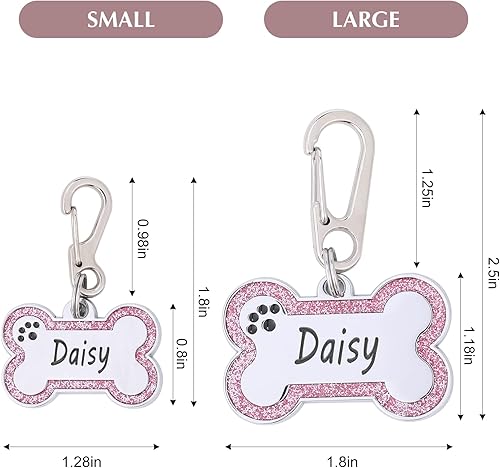 Miniatura 10 de Aimeng Etiquetas de identificación personalizadas de acero inoxidable con diseño de hueso brillante, etiquetas grabadas para perros y mascotas con 5