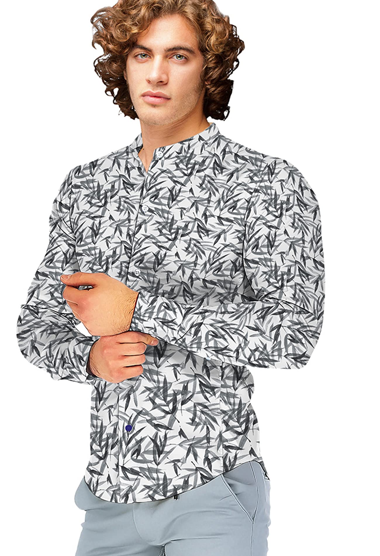 Kiosa - Camisa de Lino para Hombre, diseño 18, Talla