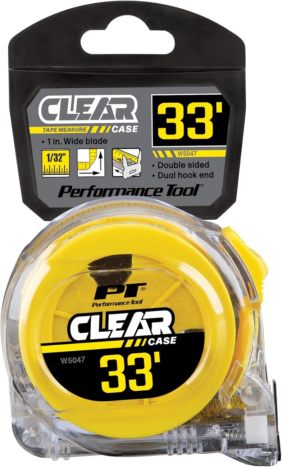 Performance Tool W5047 33' X 1-Inch Clear Tape Measure