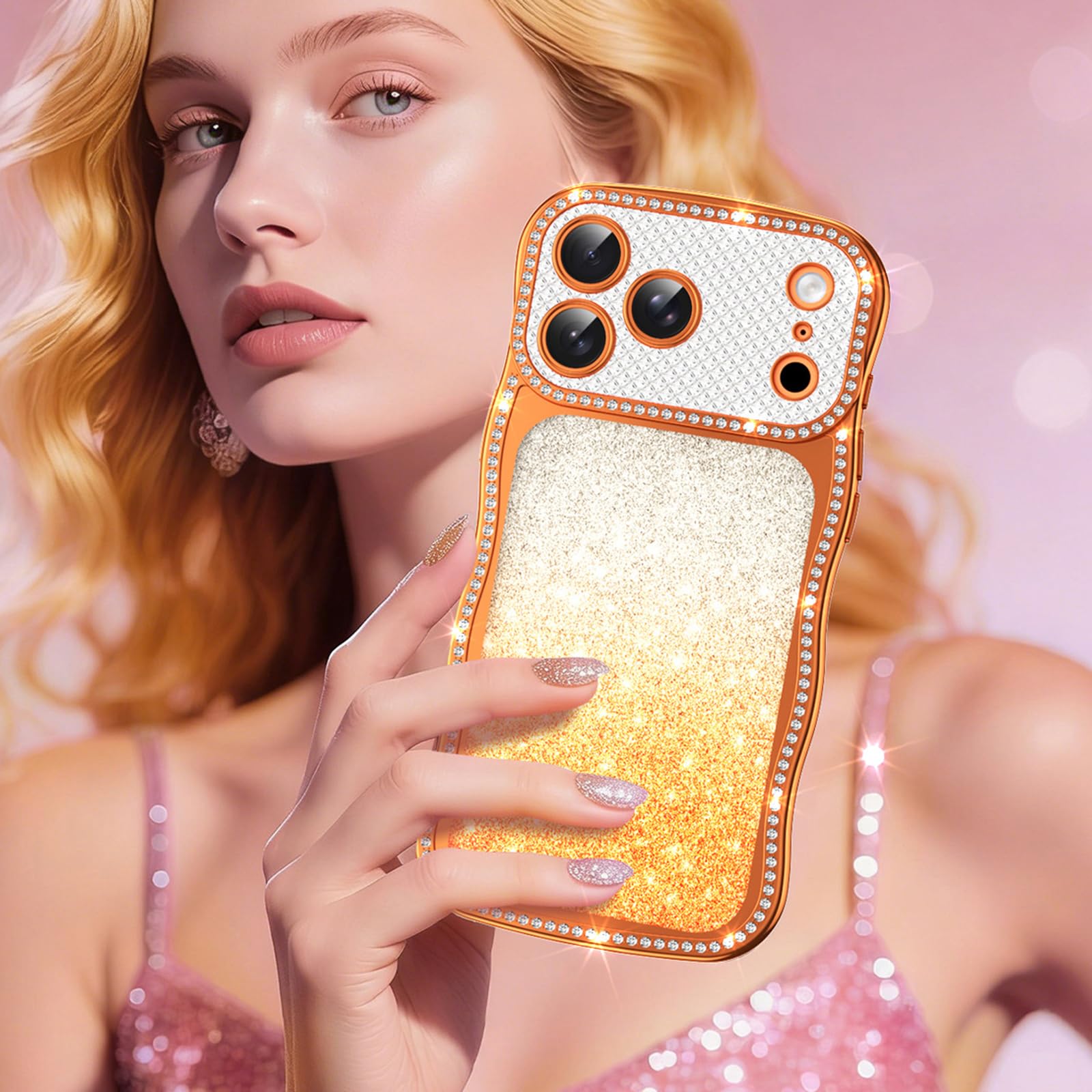 Glitzer Hülle für iPhone 17 Pro Max/17 Pro/17 Air/17, Luxus Galvanik rutschfeste Schutzhülle mit Volls Schutz des Objektivs Handyhülle,Schwarz,17 Air