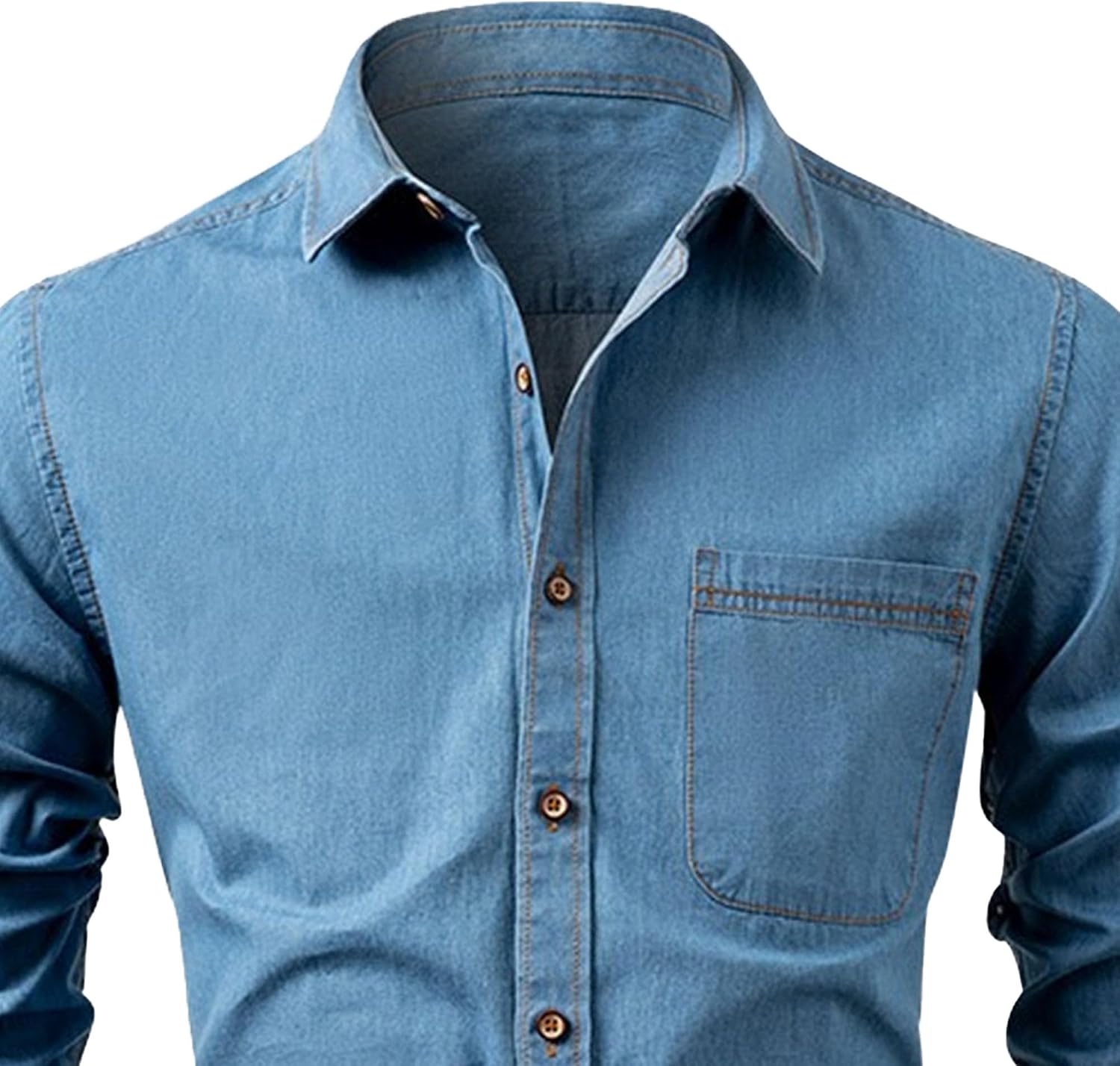 Maiyifu-GJ Men's Long Sleeve Cotton Denim Shirts Casual Lightweight Button-Down Shirt Fall Denim Jacket Trucker Jean Coats