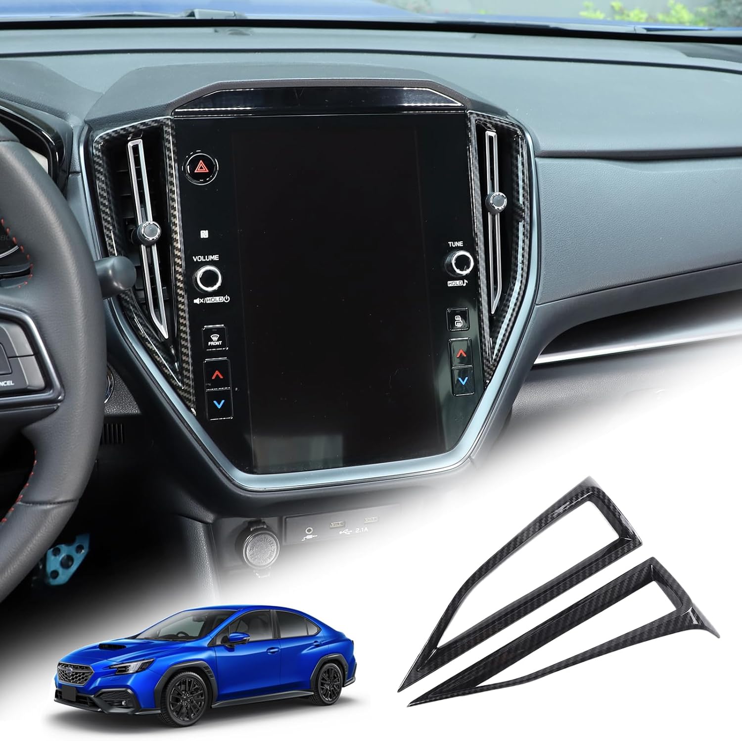 Center Console Air Outlet Cover Trim Compatible with Subaru WRX 2022 2023 Center Screen Air Conditioning Vents Trim Cover Interior Accessories(Carbon Fiber Pattern)