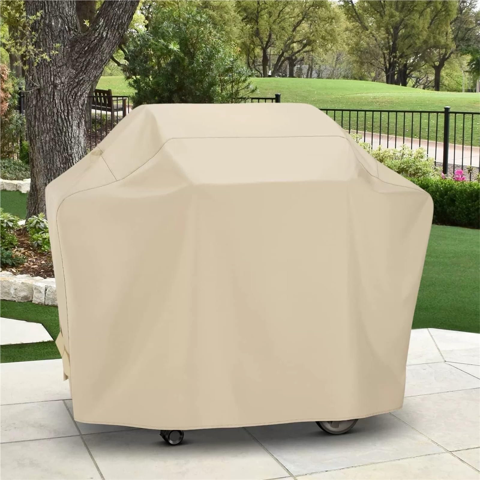 Coperture Griglia Barbecue Esterno Beige 420D | Copertura griglia barbecue antipolvere resistente agenti atmosferici anti-UV resistente sbiadimento(S)