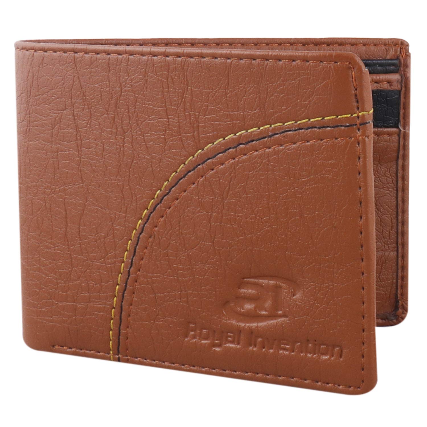 ROYAL INVENTION Men's New Pattern Design Leather Wallet (Brown)