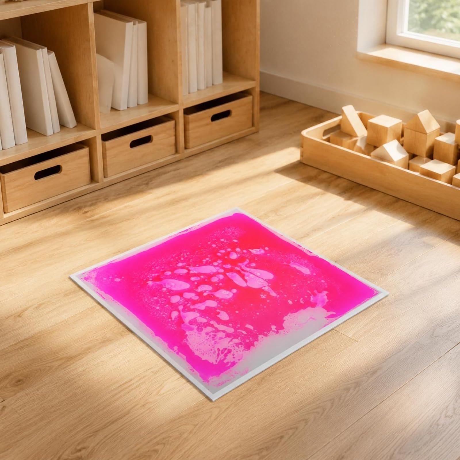 Tappetino Sensoriale per Bambini Pavimento Interattivo Liquido Allenamento Motricità Supporto Sensorialità Costruzione PVC Adatto a Cameretta Asilo Spazio Educativo, Arancione, 40 40cm